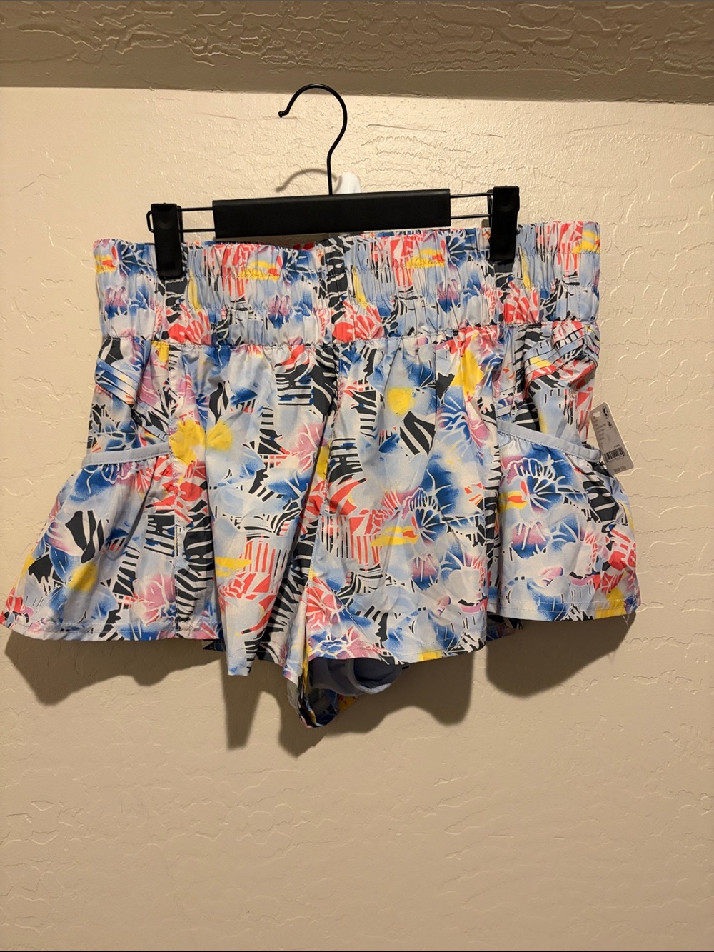 NWT FP Movement by Free People Floral Ruffle Waist Shorts - Blue Multi